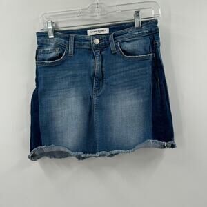 Flying monkey two-tone denim mini skirt